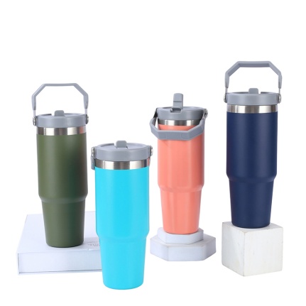 30 OZ 900 ML vacuum thermal mug  304 s/s inner, 201 s/s outer with color coating , plastic lid with handle